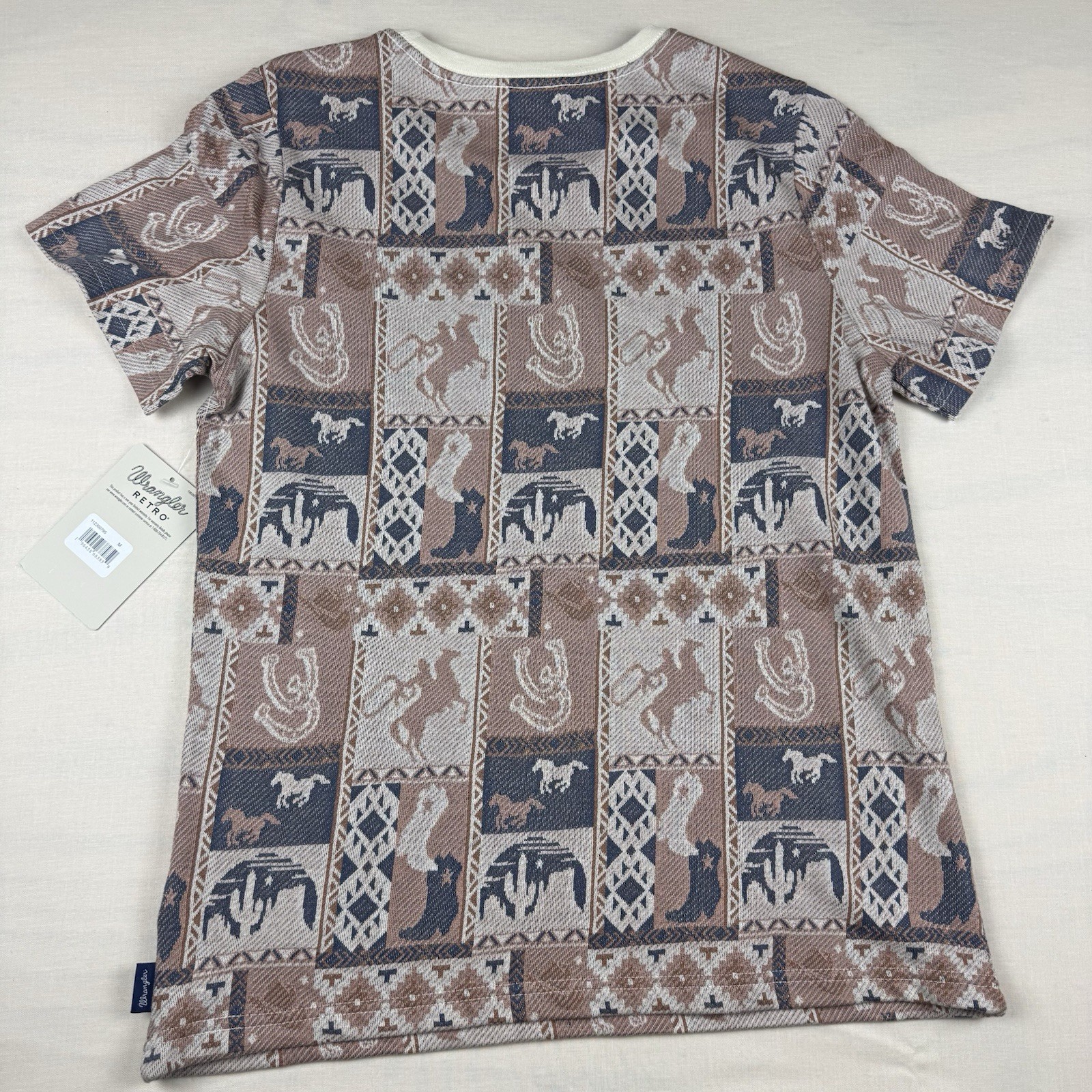 Wrangler Retro Women’s Medium Patchwork Western Slim Tee Brown NWT 112360795