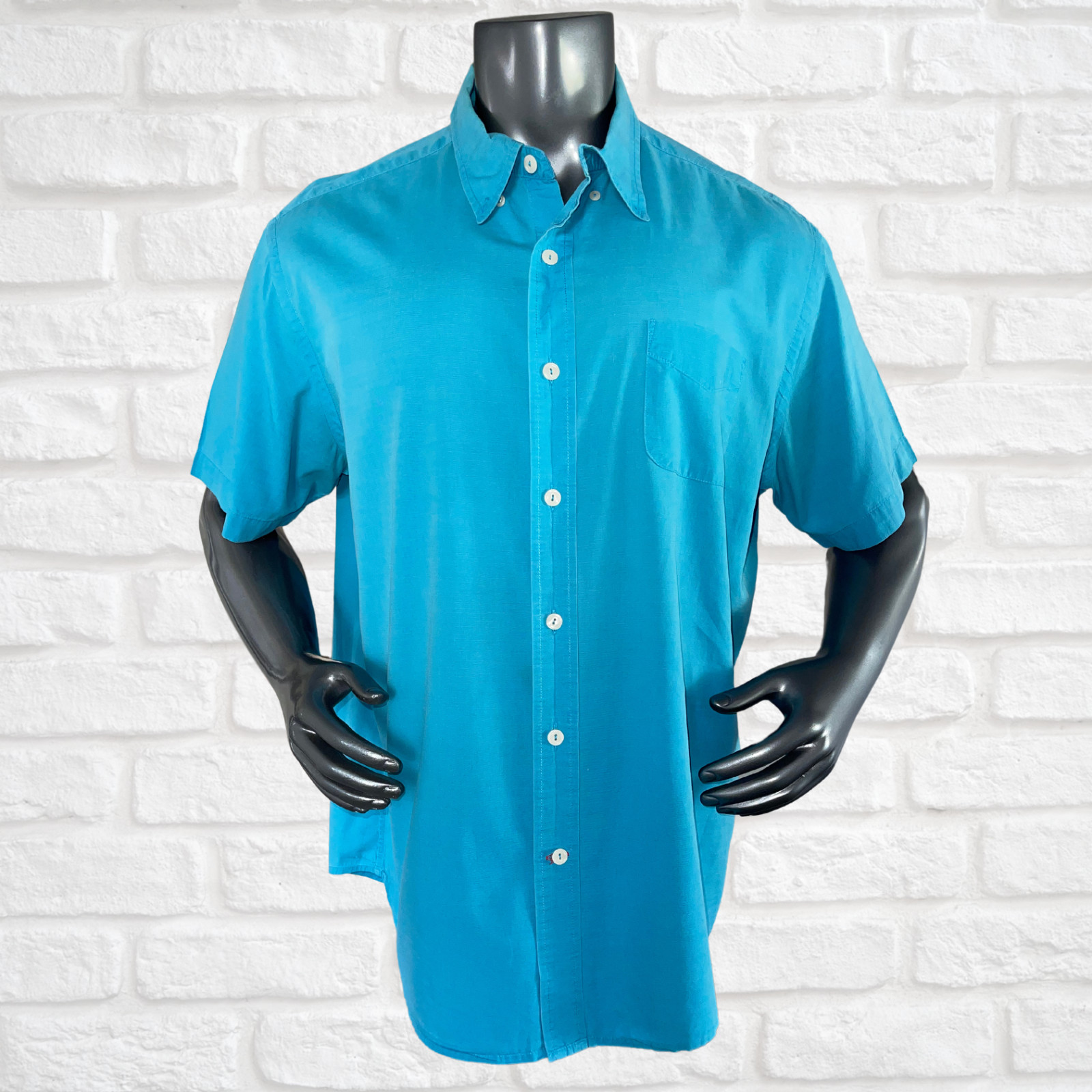 CREMIEUX Collection Men’s Button Down Shirt XXL Teal Casual 100% Cotton