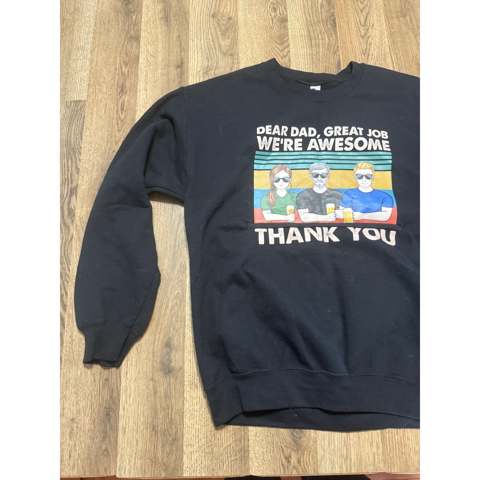 Gildan Sweatshirt Mens Medium Black Adult Dear Dad Great Job Graphic Excellent