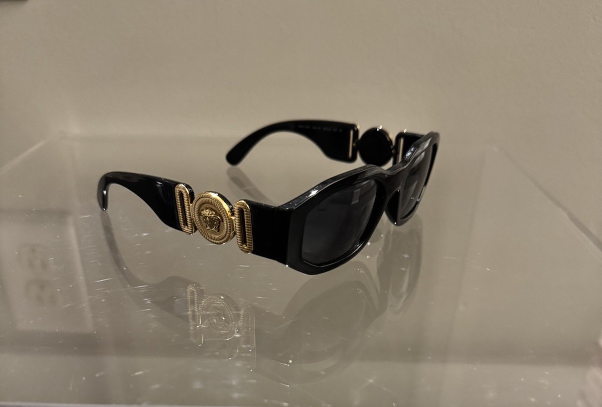 Versace Unisex Sunglasses VE4361 Medusa Black Gold Rectangle 53 MM