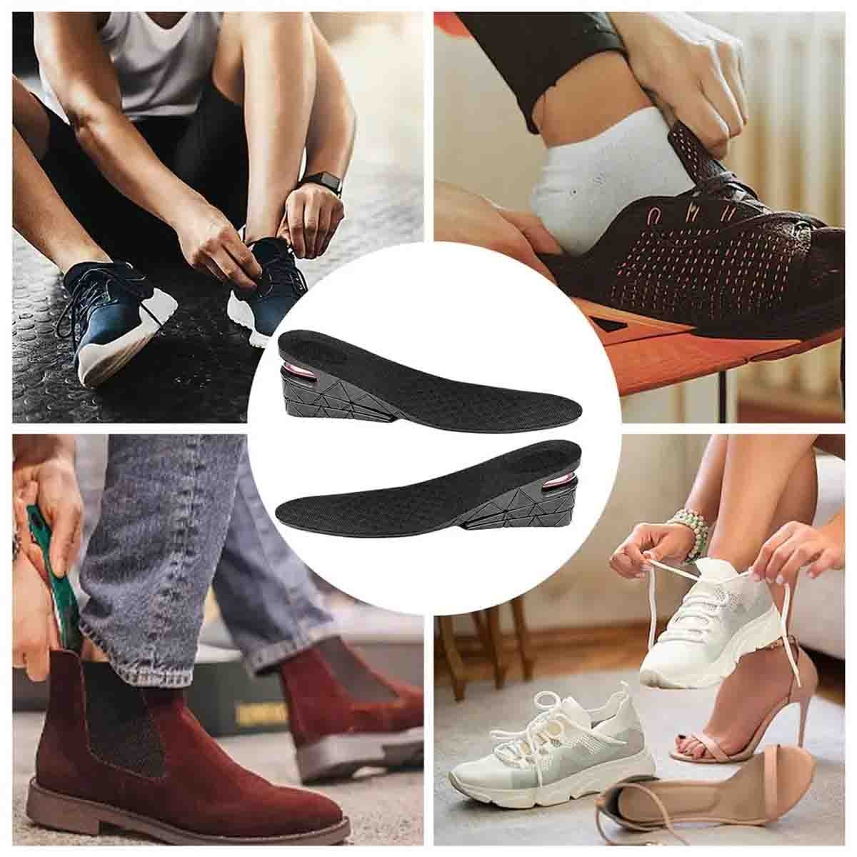 3 Layer 7cm Height Increase Insoles Invisible Elevator Pads Arch Support Unisex