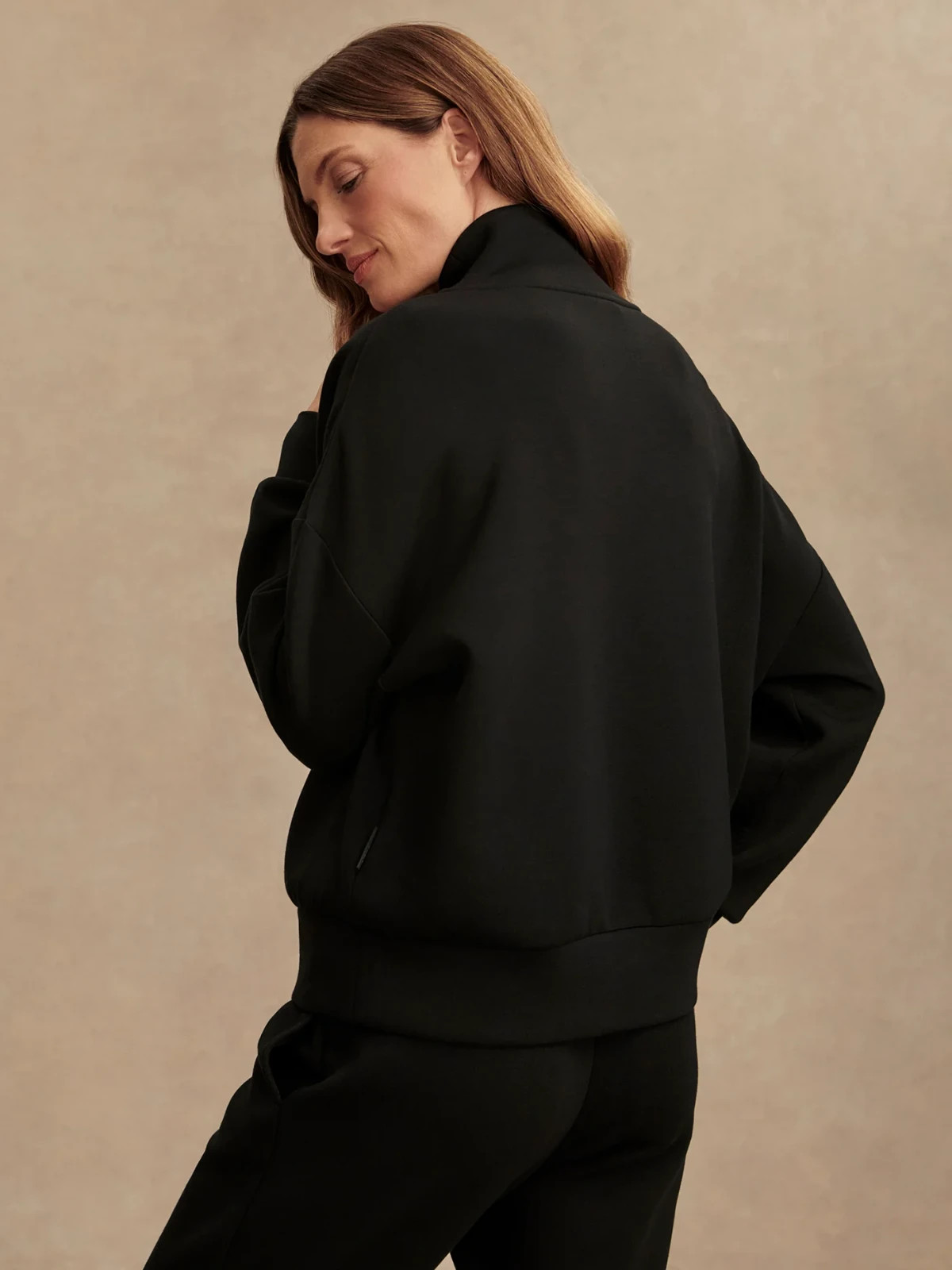 Varley Hawley Half-Zip Sweat in Black, Size X-Small
