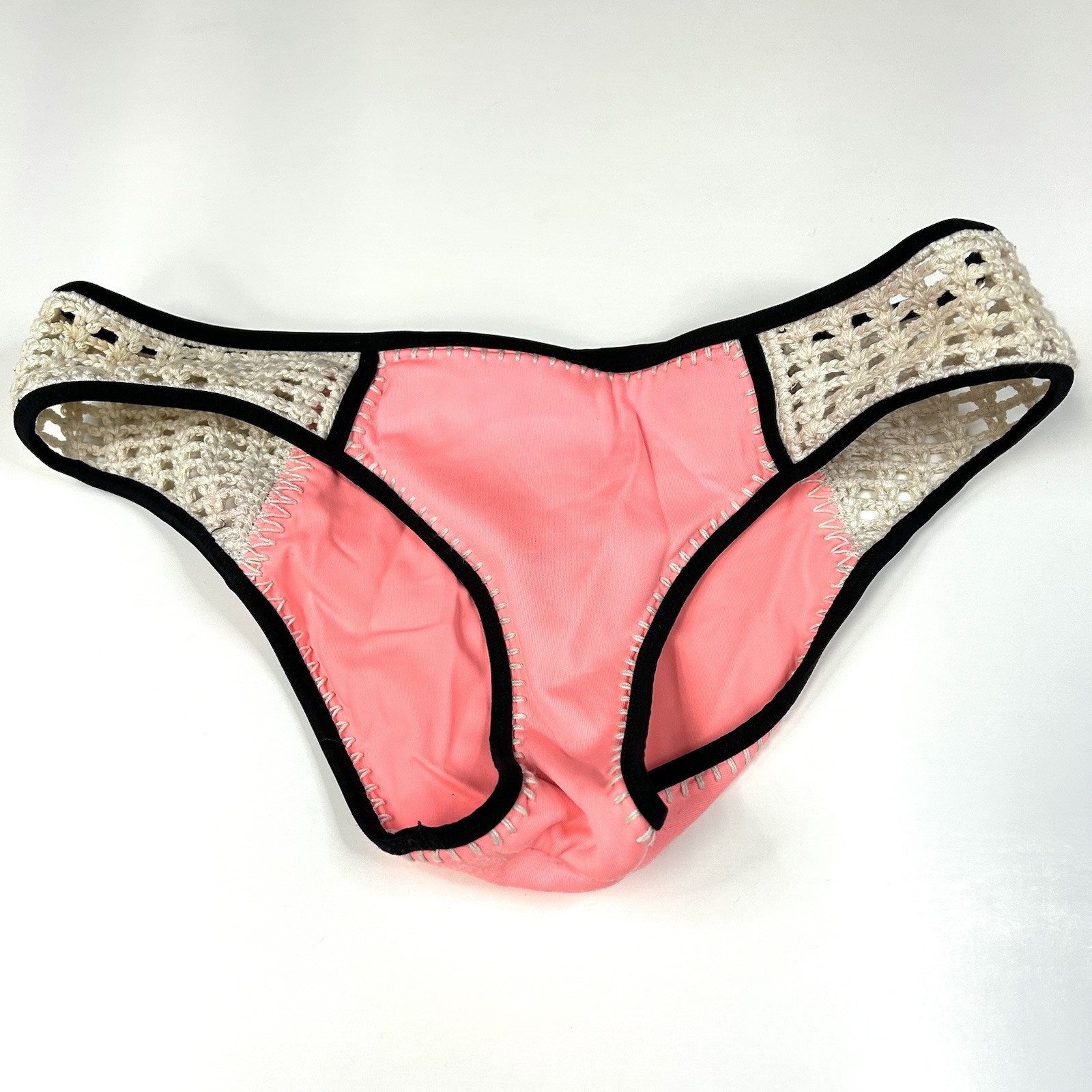 Y2K Victorias Secret Size Medium Classic Hipster Bikini Bottoms Pink Black #3727