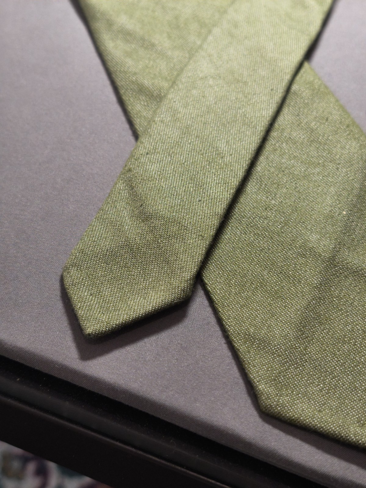 A. Di Capua Napoli – Khaki Solid Color Cotton Tailored Tie