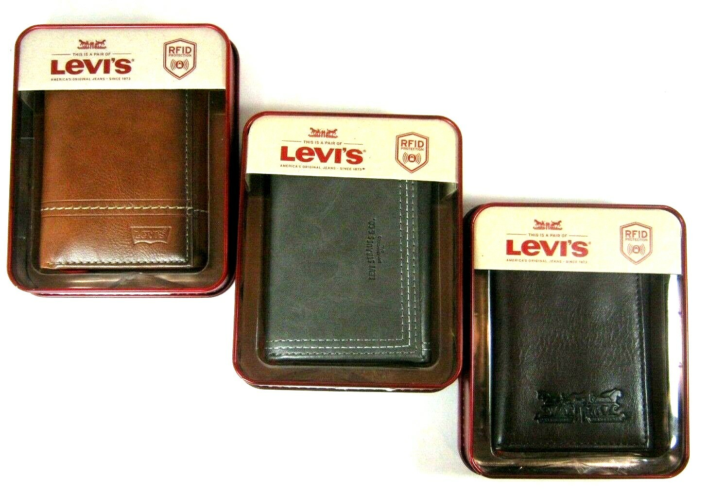 Levi’s Mens Trifold Security Leather Wallet RFID Blocking Select Color Style