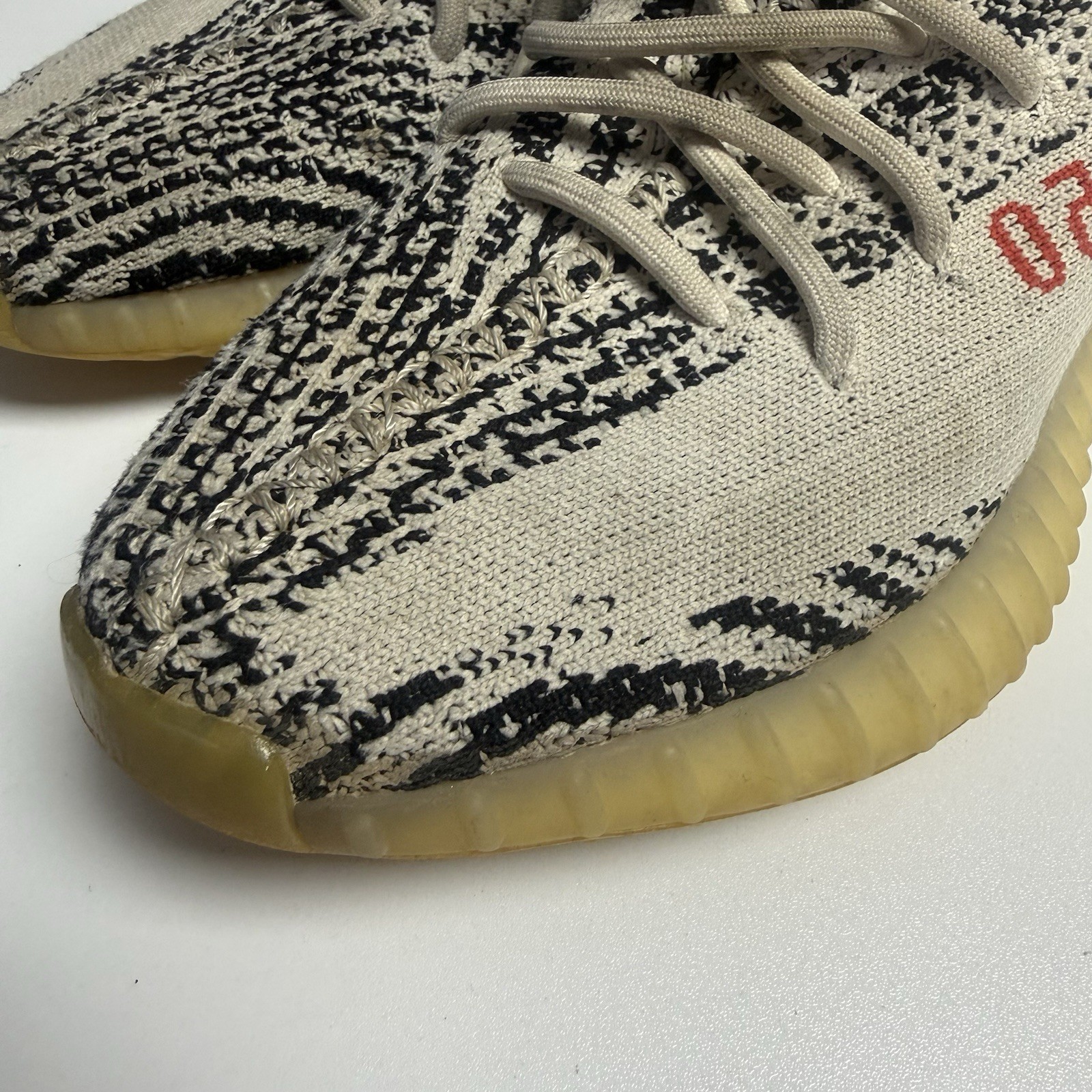 Adidas Yeezy Boost 350 V2 Zebra Primeknit White Black Sneakers Mens 7.5 USED