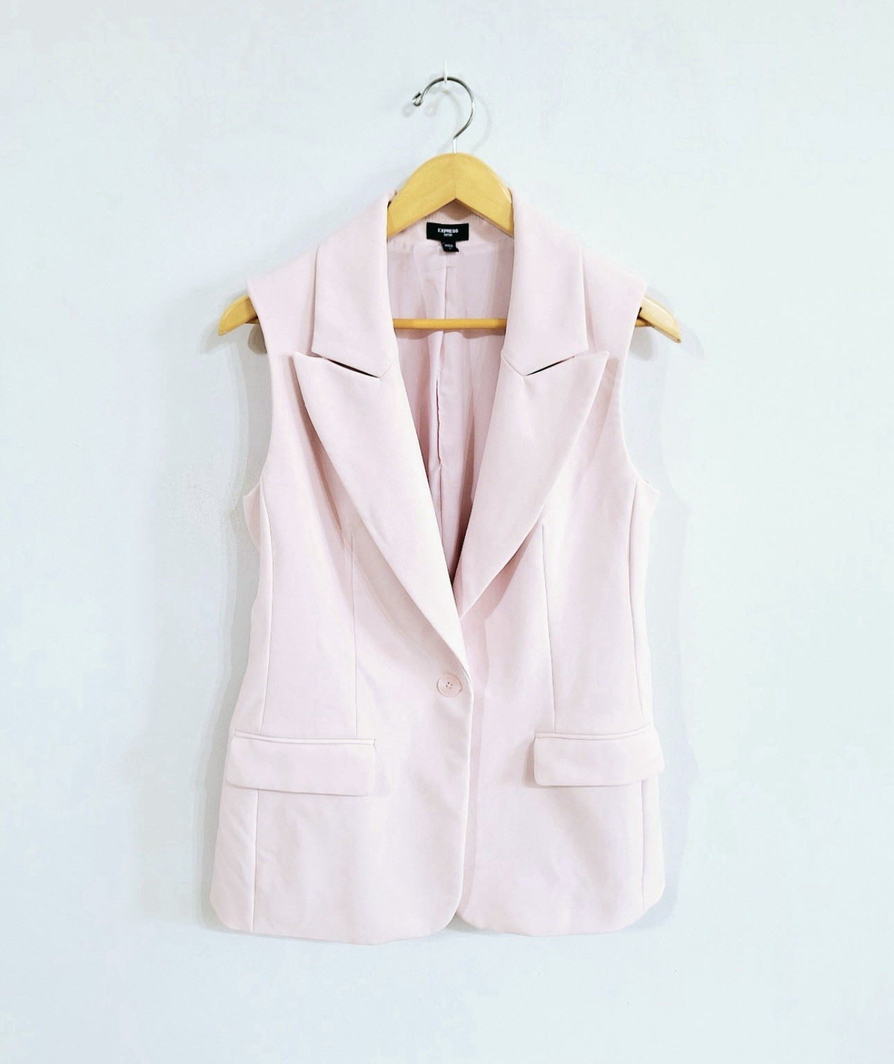 Express Editor Pink 2-Piece Pant Suit Set Sleeveless Vest & Straight Pants 10S