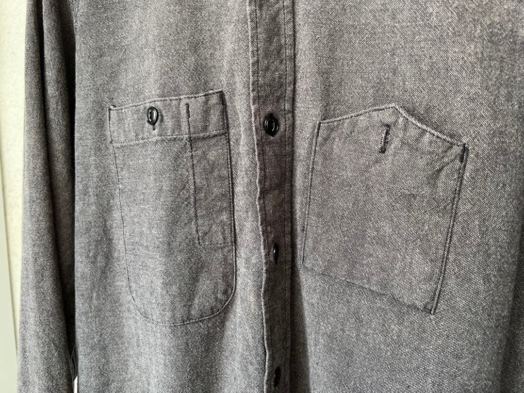 Engineered Garments Work Shirt M USA Cotton Asymmetrical Pockets Gray F/S