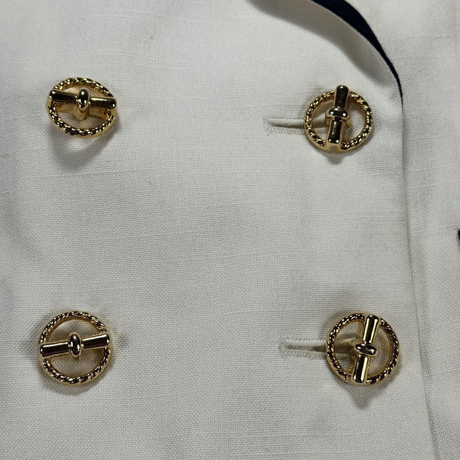 Jacqueline Ferrar Womens Suit Set Size 10 White Navy Nautical Vintage Blazer