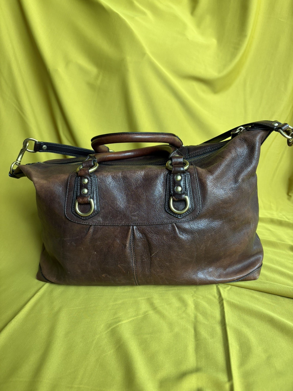 COACH Madison Sabrina Slouchy Leather Handbag Y2K Purse Dark Brown