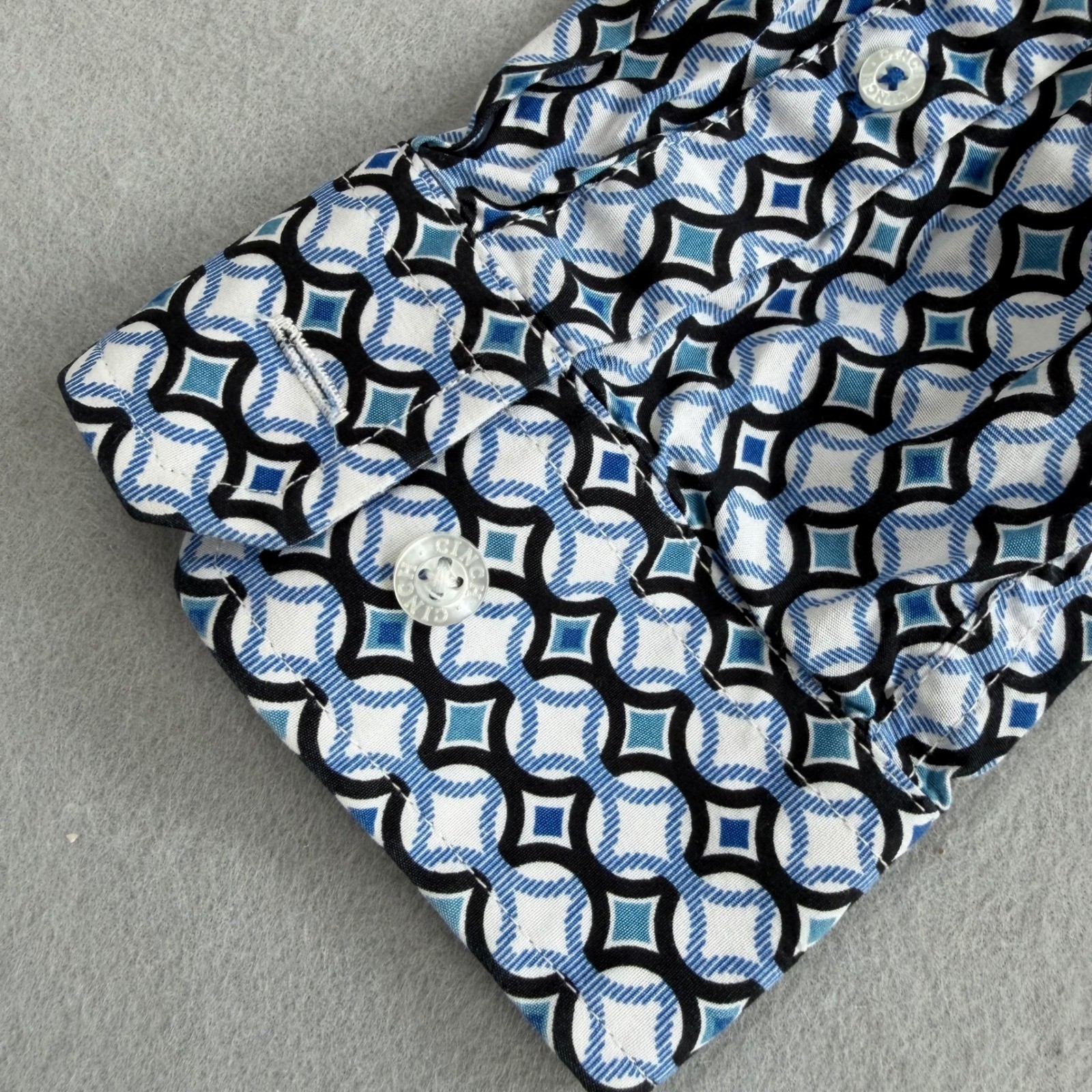 Cinch Mens Blue Geometric Medallion Print Western Button Down Shirt Cotton L