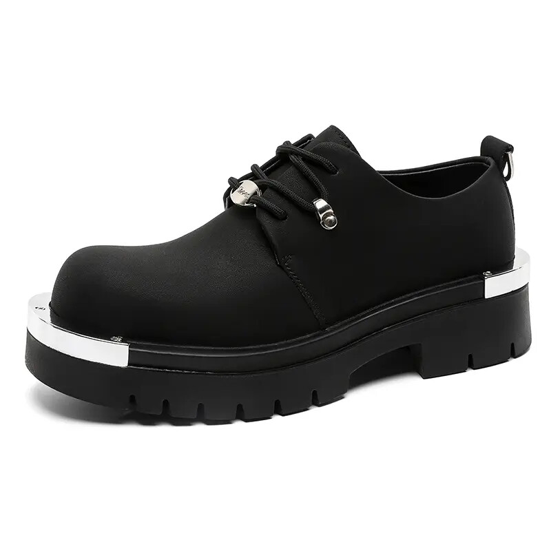 Mens Metal Round Toe Casual Lace Up Dress Formal Business Platform Fashion Shoes