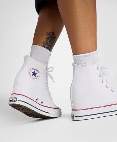 New NIB Converse Women’s All Star Hidden Wedge High Heel Platform White Sneakers