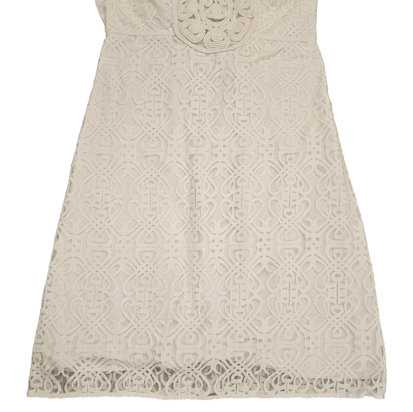 M.S.S.P Max Studio Sleeveless Short Zip-Up Sheath Dress White Crochet Lace L