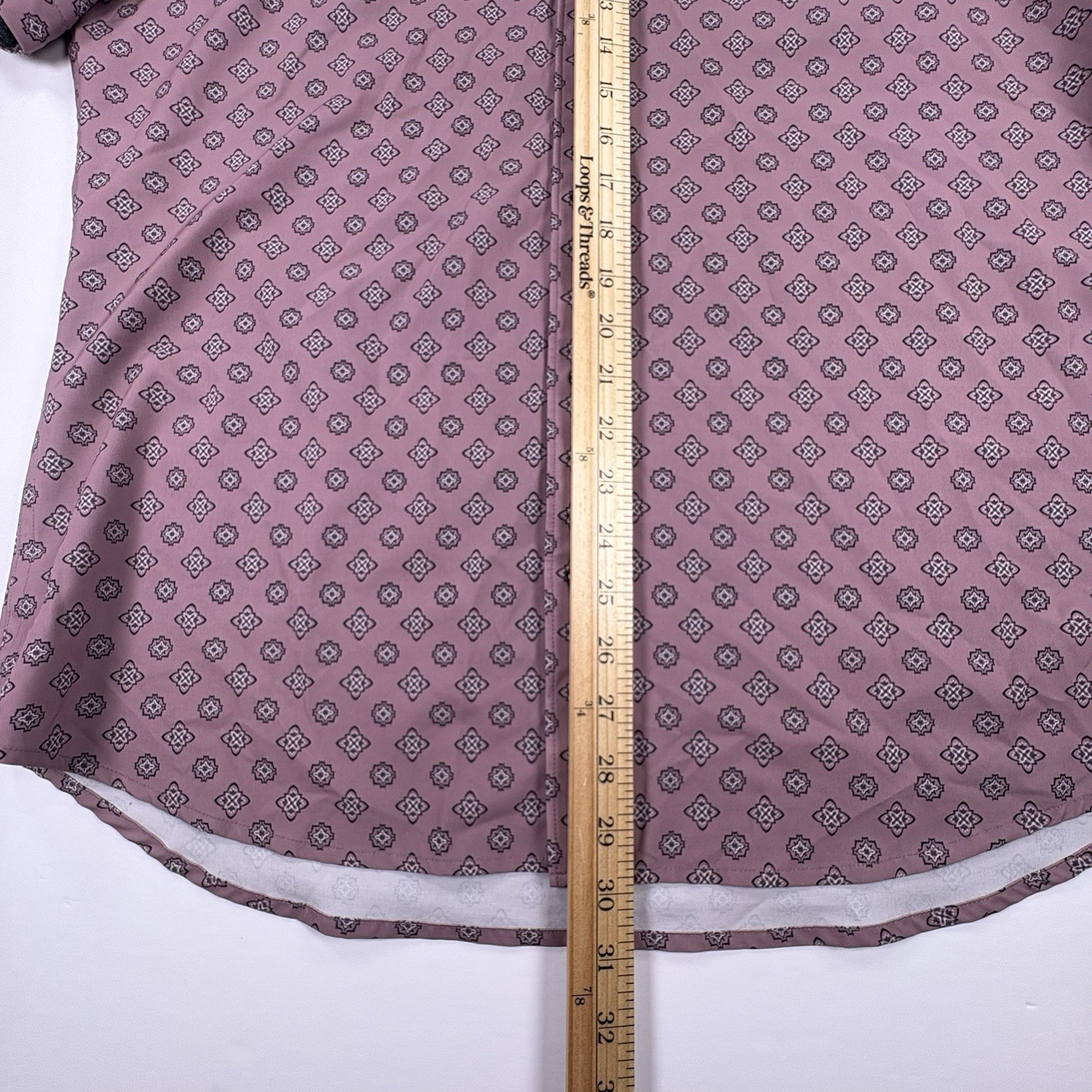 7Diamonds Kalahari 4 Way Stretch Shirt L Mauve Button Up Performance Geometric