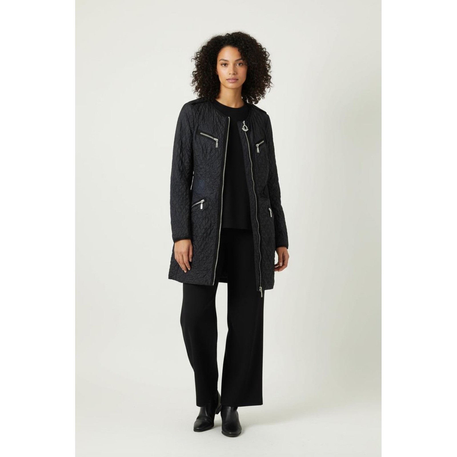 Moncler Yolene Quilted Jacket Black Nylon Zip Up Coat Womens Size XL