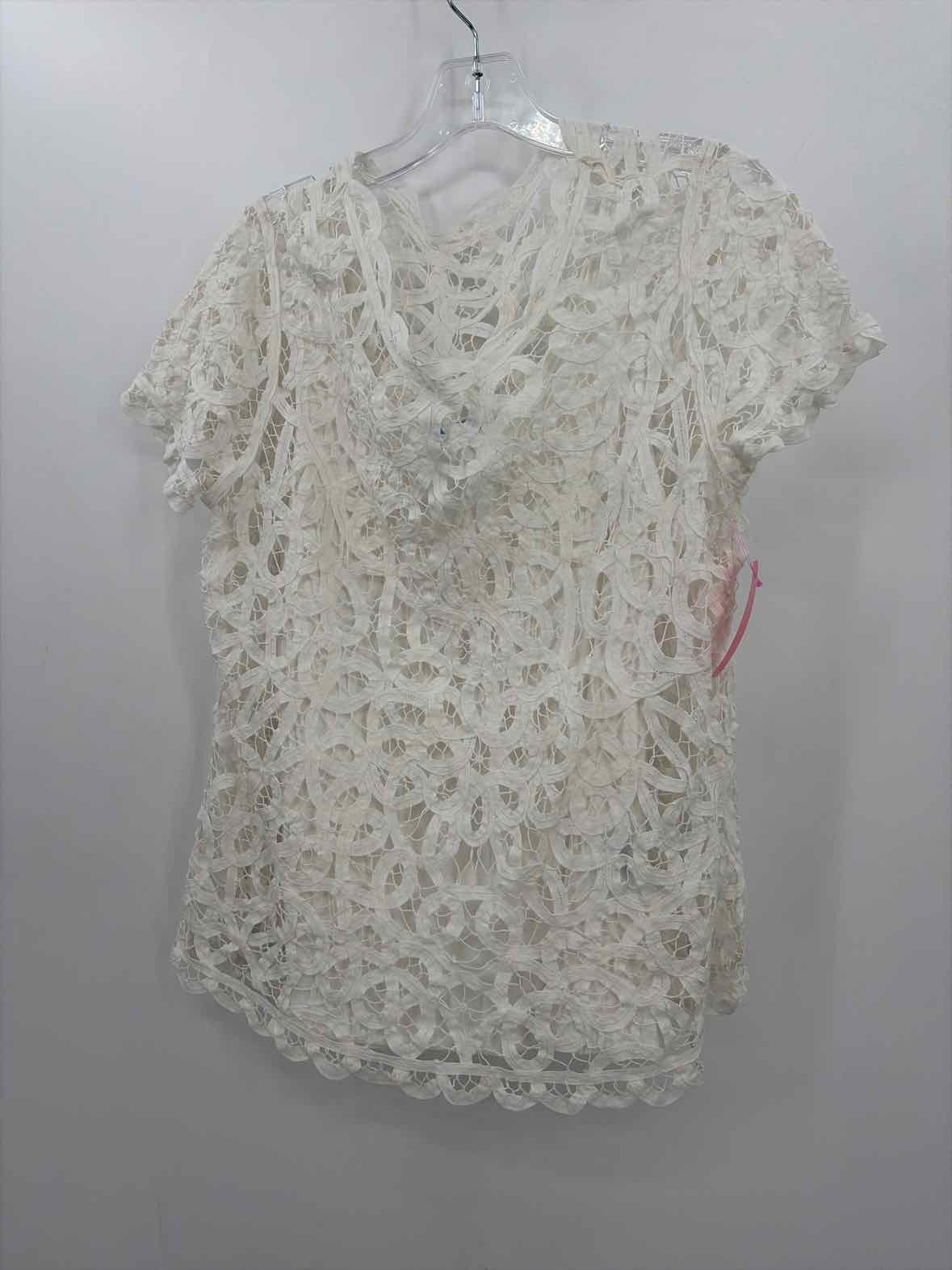 Pre-Owned J Mclaughlin White Size Medium Short Sleeve Blouse