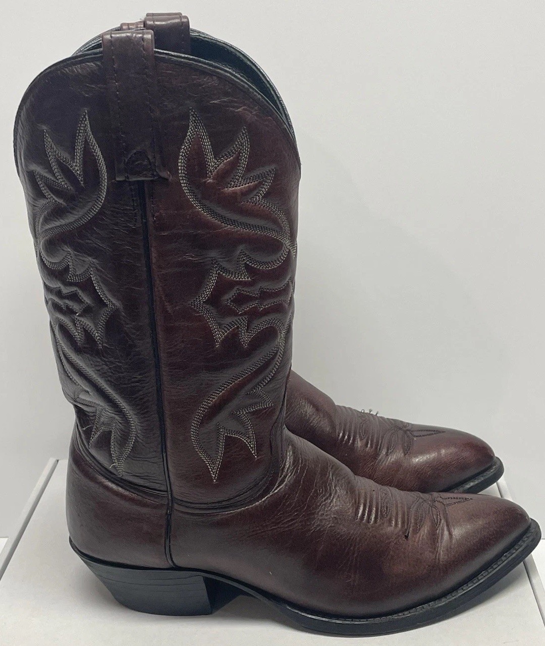 J Chisholm Western Cowboy Boots Cherry Brown Handcrafted USA Men’s Size 10 D