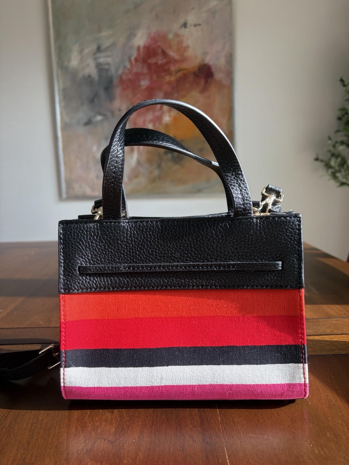 Kate Spade Multi Color Stripe Mini Tote/Crossbody + Dust Bag