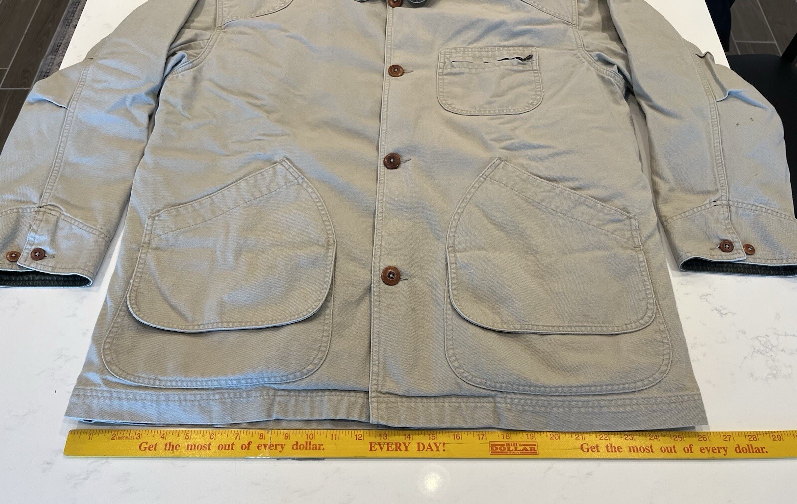Vintage LL Bean Jacket Coat Chore Barn Primaloft Removable Lining Tan XL