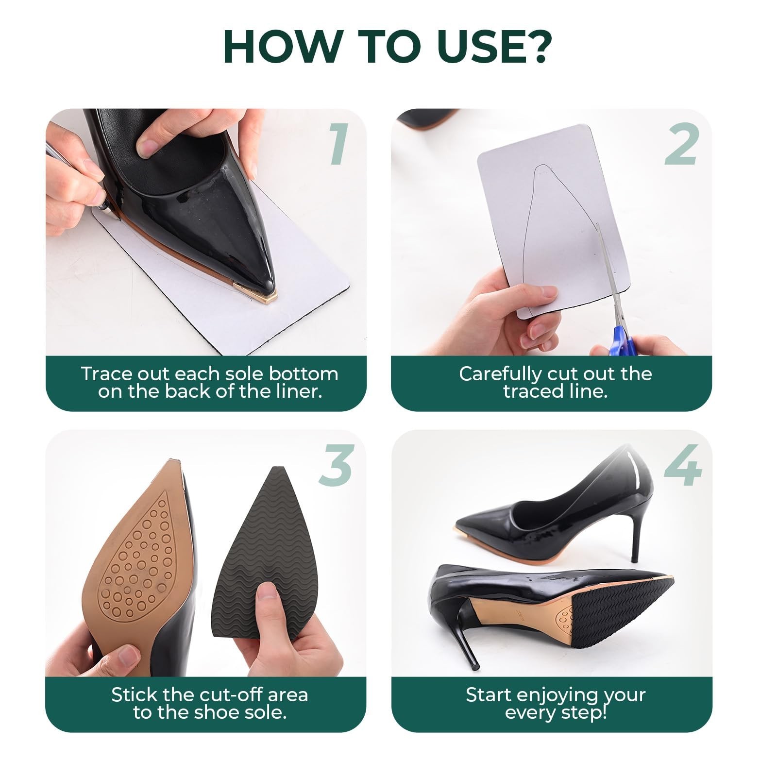 Non-Slip Shoe Sole Protector Grips – 6 Pcs Self-Adhesive Pads for Heels & Boots