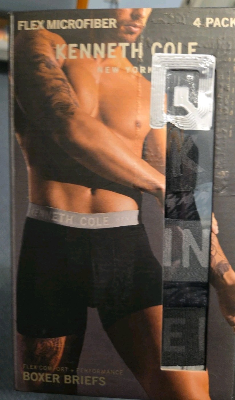 4 Pack KENNETH COLE NY Flex Microfiber Logo Boxer Briefs Men’s Medium Assorted