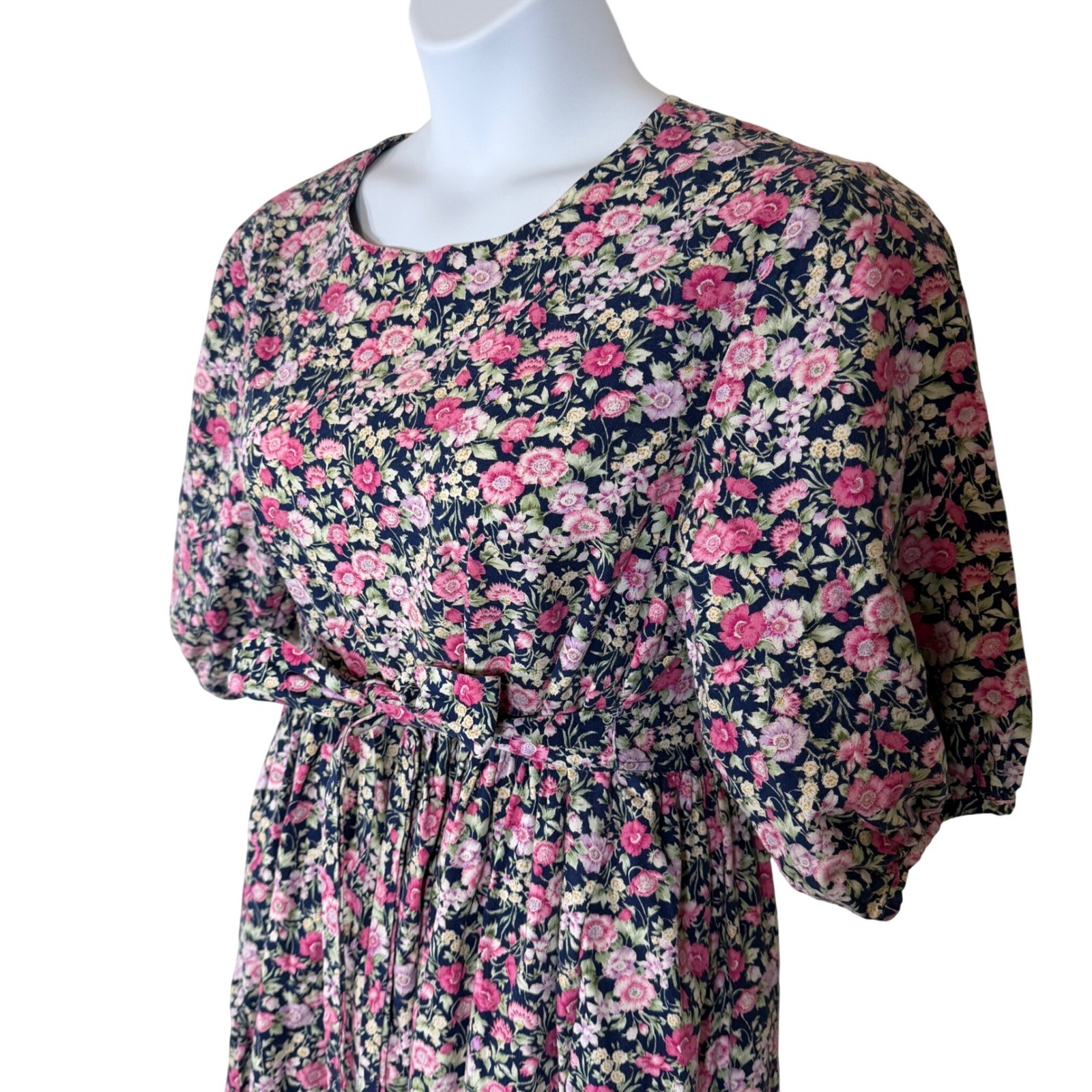 Homemade Cottagecore Floral Dress Women LG Midi Prairie Homestead Country Spring