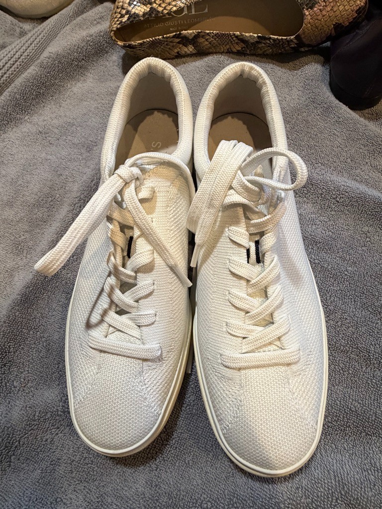 Rothy’s The Lace Up Sneaker Women 8 Bright White Knit Washable Comfort Shoes
