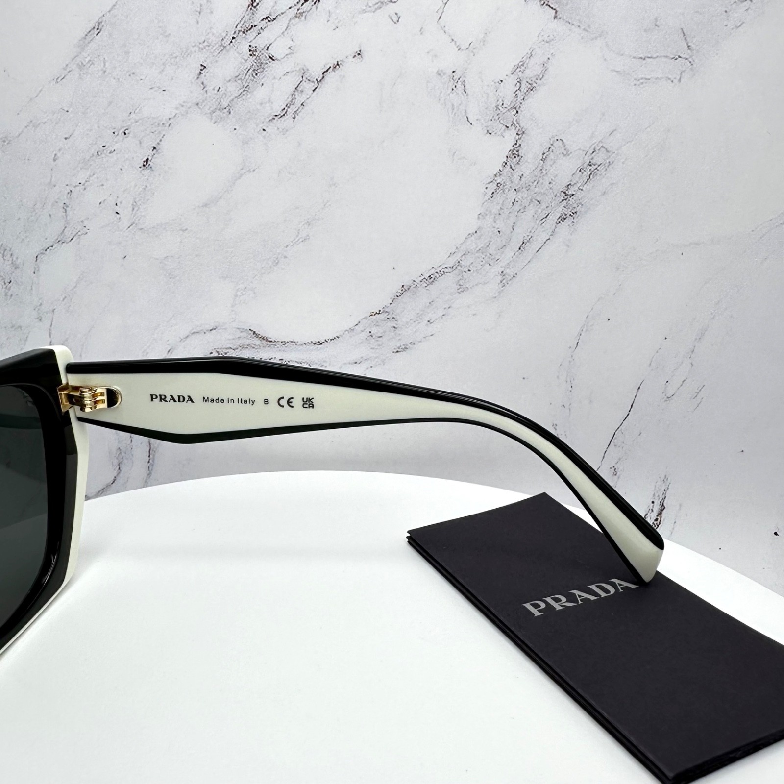 PRADA Sunglasses PR15WS 09Q5S0 Black White Symbole Gold Women’s New