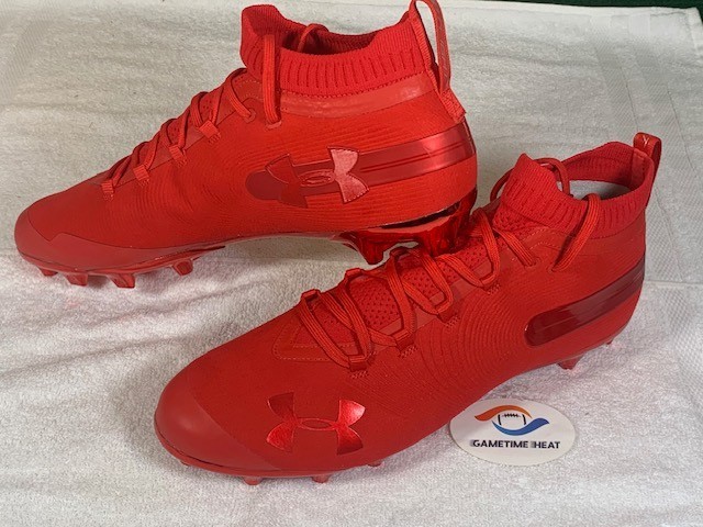 New Mens Under Armour UA Spotlight Suede MC Football Lacrosse Cleats Red 3022193