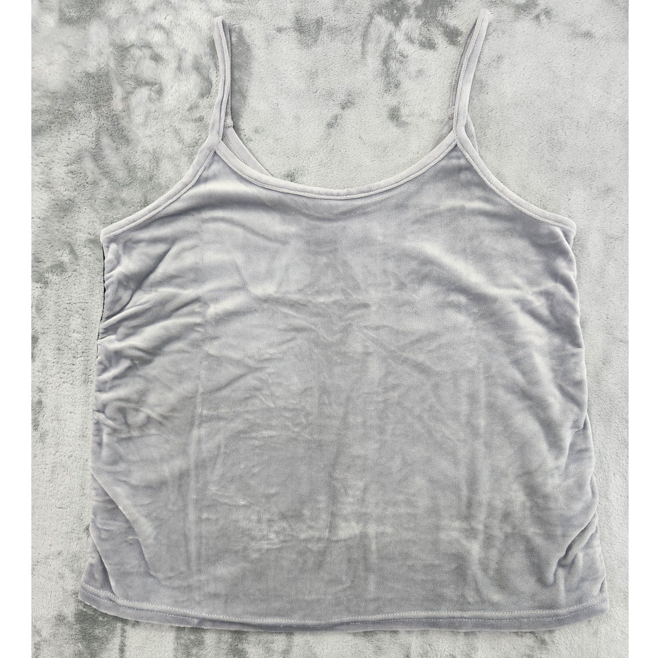 Juicy Couture Top Womens L Gray Velvet Side Striped Cami Sporty Casual Lounge