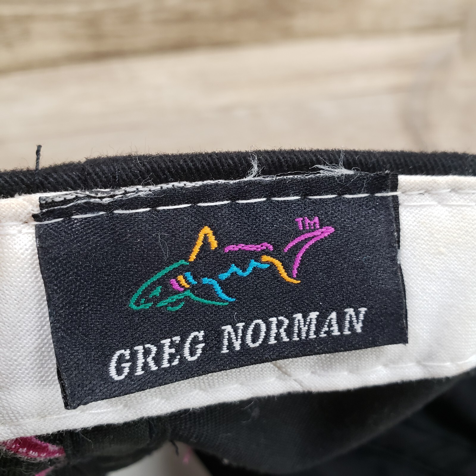 Shark Logo Hat Cap Strap Back Greg Normal Black Embroidered Adjustable