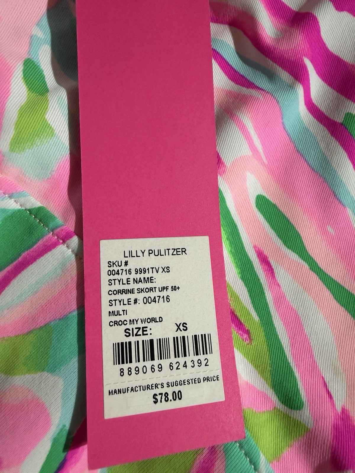 Lilly Pulitzer Luxletic Corrine Skort Pink Croc My World XS New With Tag