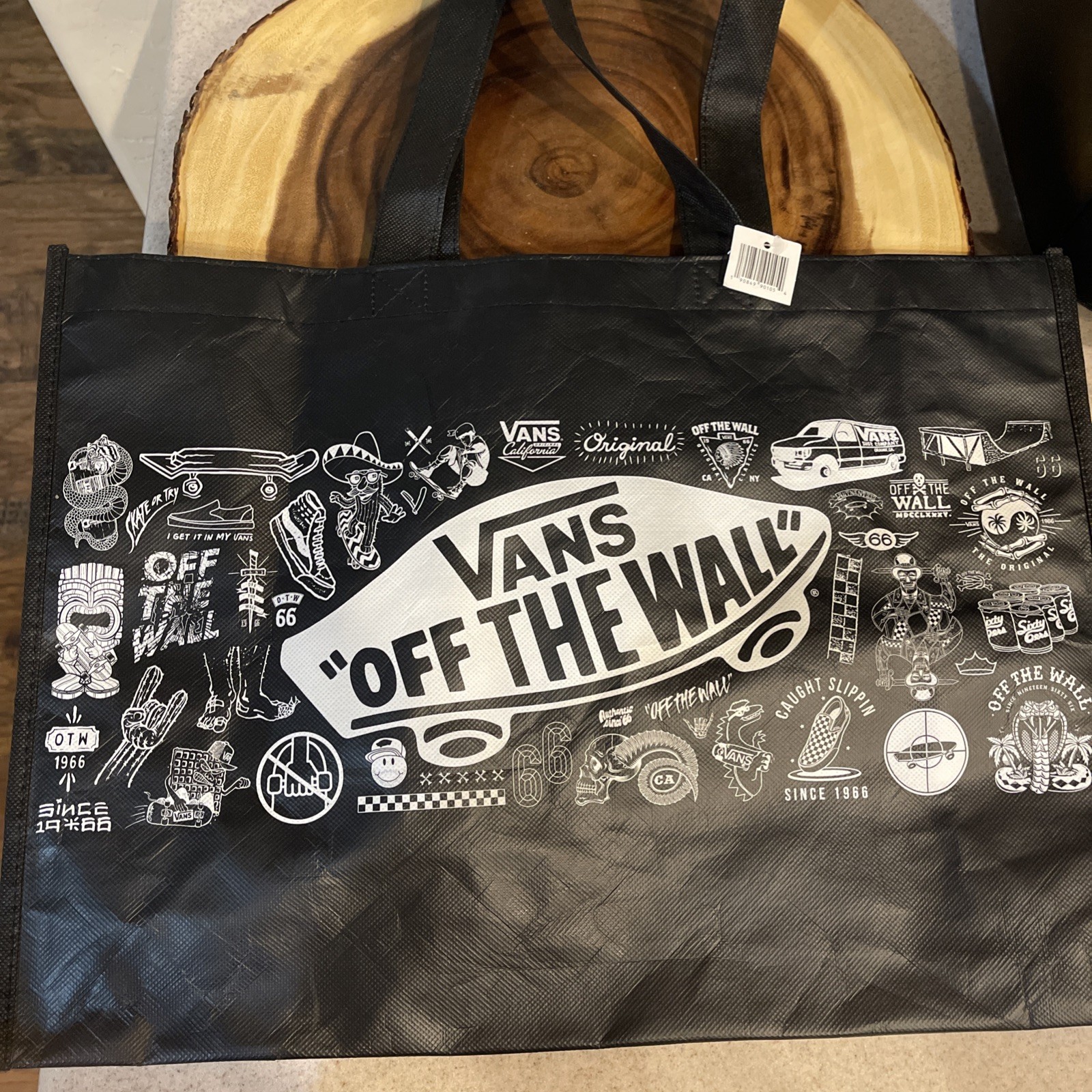 VANS OFF THE WALL ALLOVER PRINT CANVAS TOTE BAG Re-usable USA