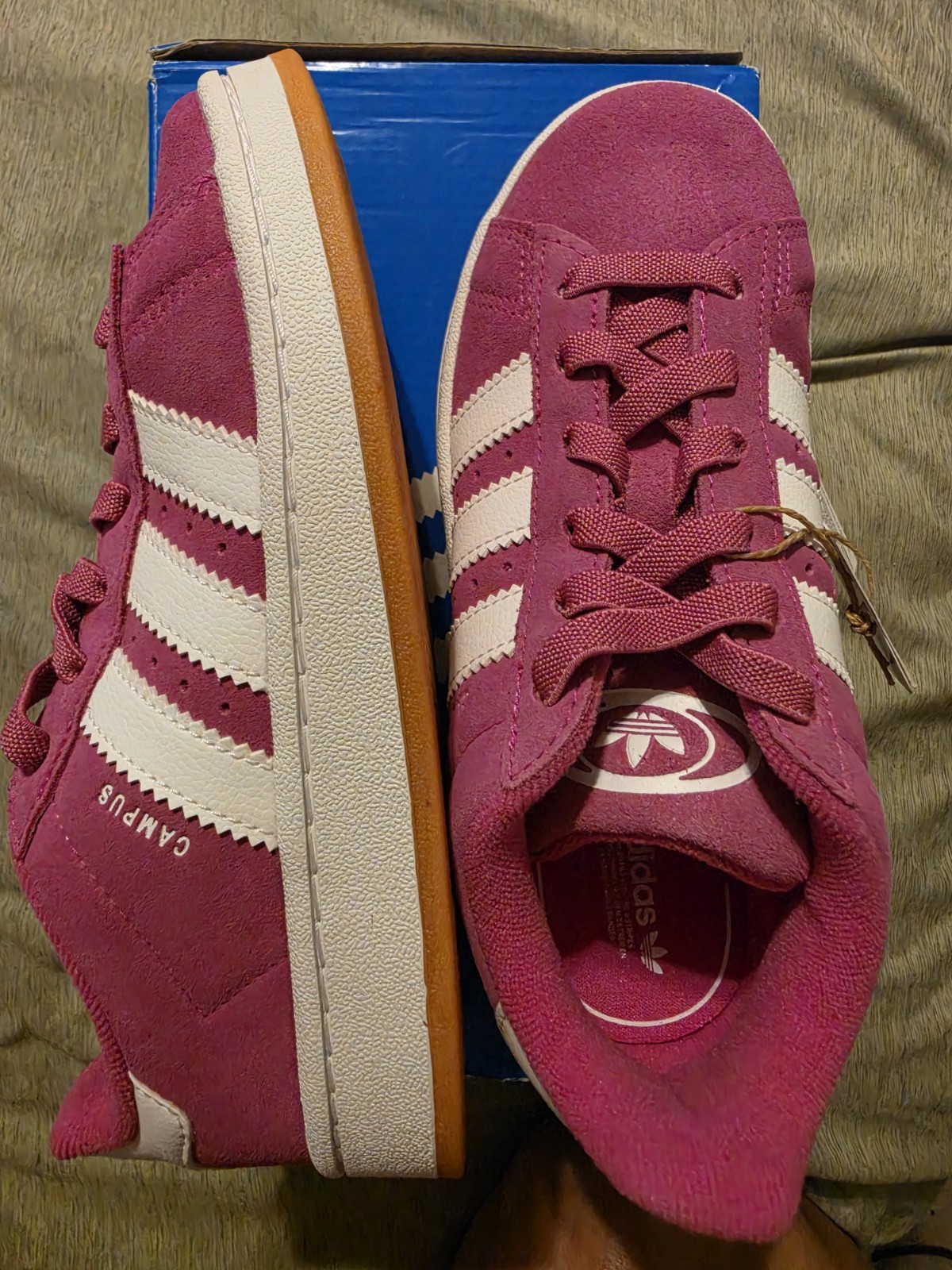 3y adidas Campus 00s EL C Unisex Kids Suede Low Top Sneakers Pink/White JH6328