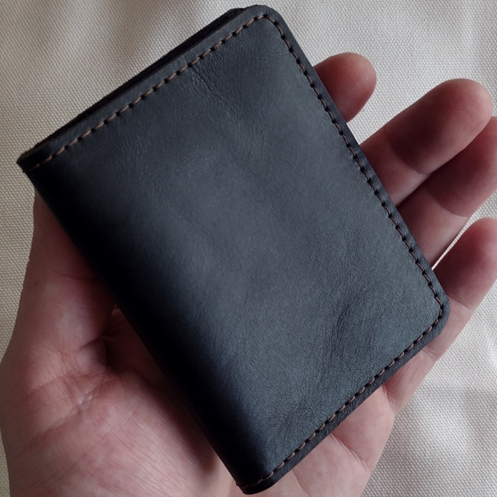 handmade real leather wallet horween black horsehide