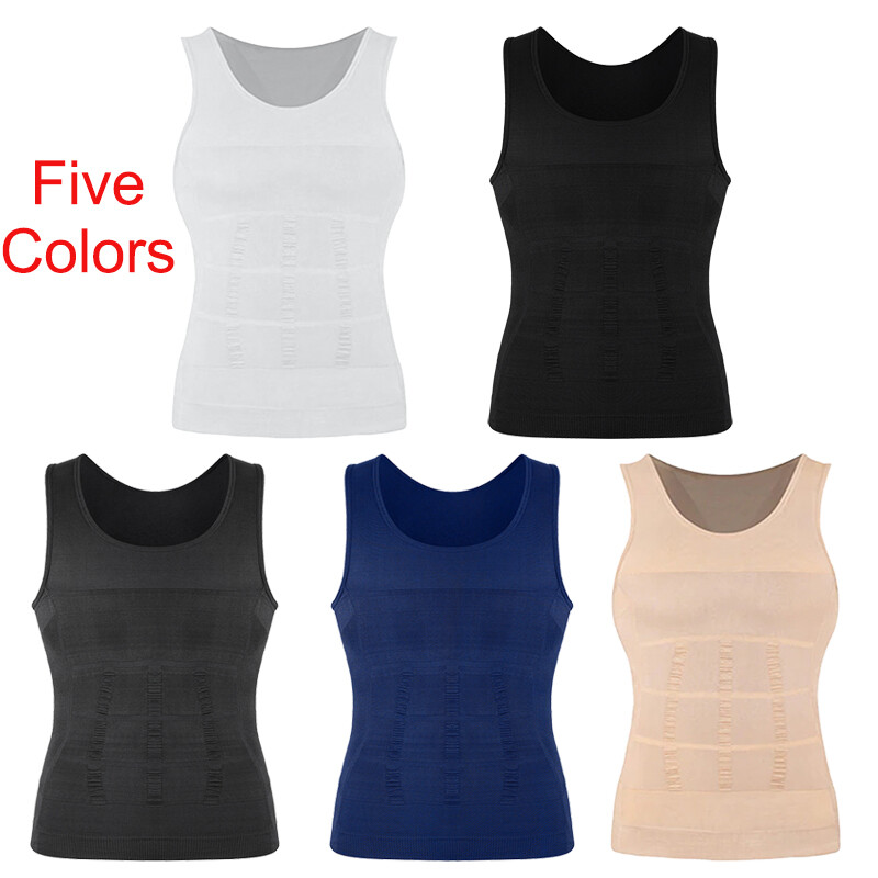 MENS SLIMMING BODY SHAPER BELLY CHEST COMPRESSION VEST GIRDLE SHIRTS TANK TOP US