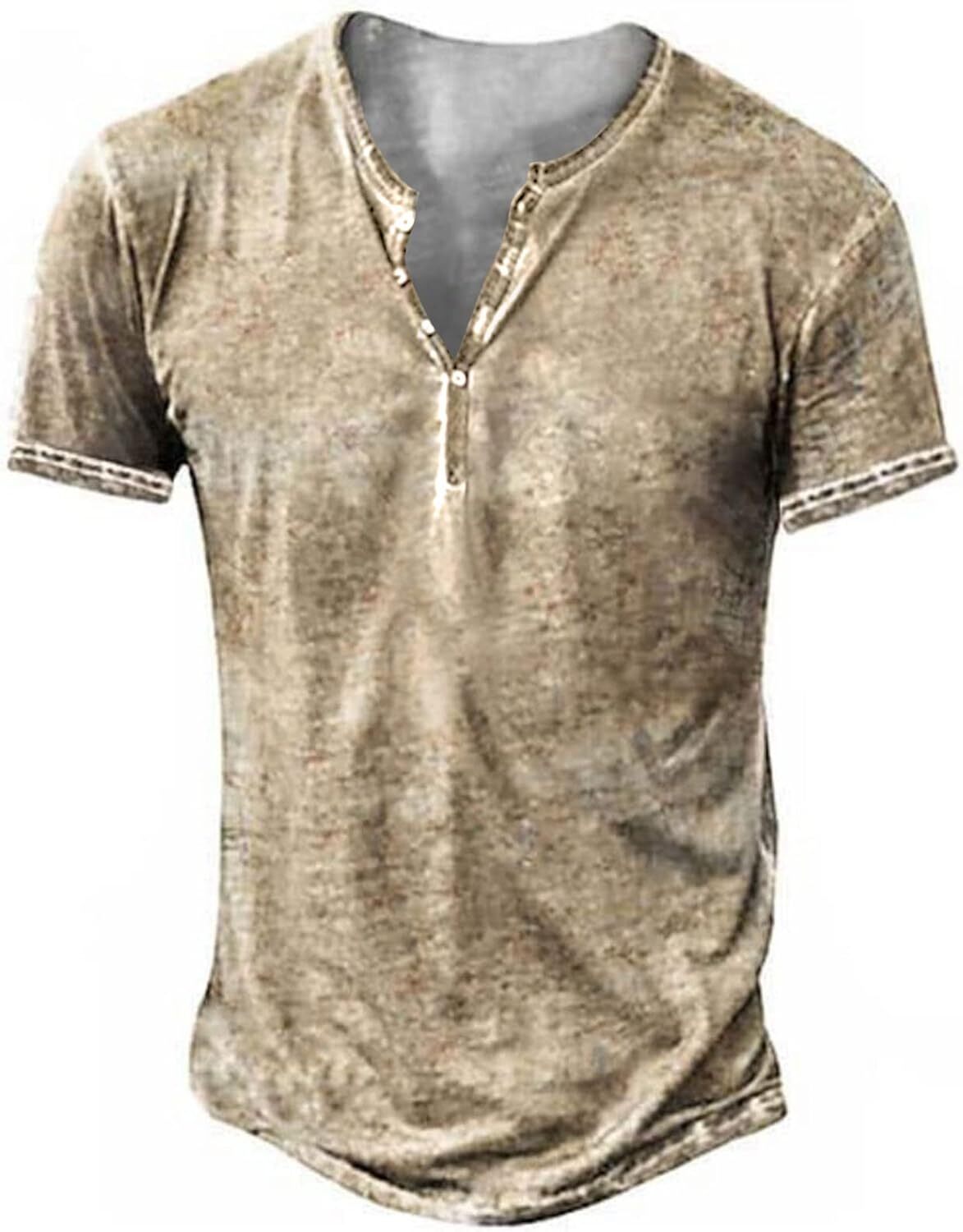 Mens Summer Henley Casual Tee Tops Short Sleeve V Neck Holiday Pullover T Shirt