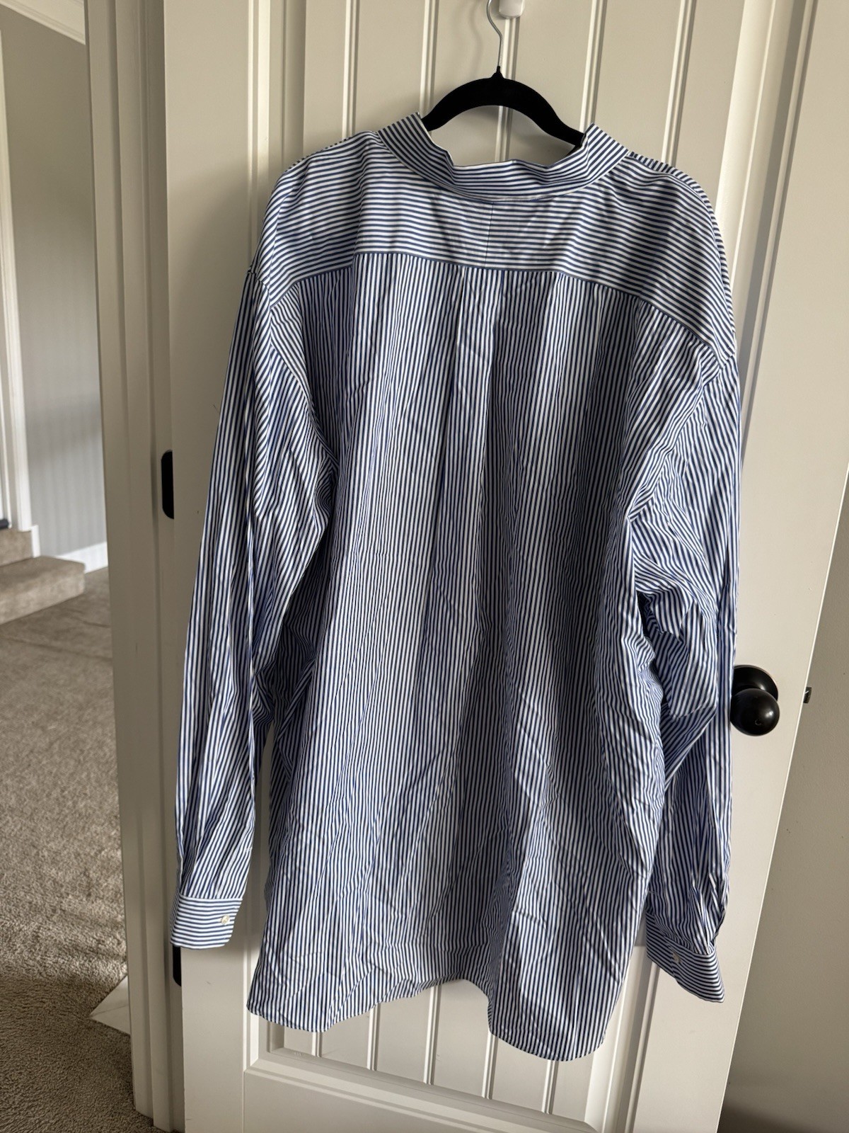 Ralph Lauren Easy Care 4XLT Big & Tall Blue White Striped Button-Up Shirt