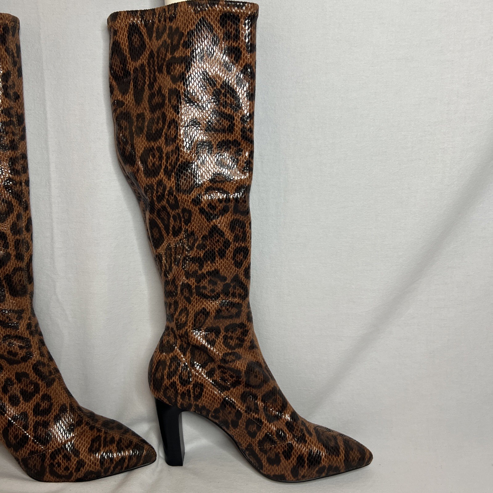 Charles by Charles David Brown Leopard Tall Stretch Boot “Dalton” Size 8.5 (E1)