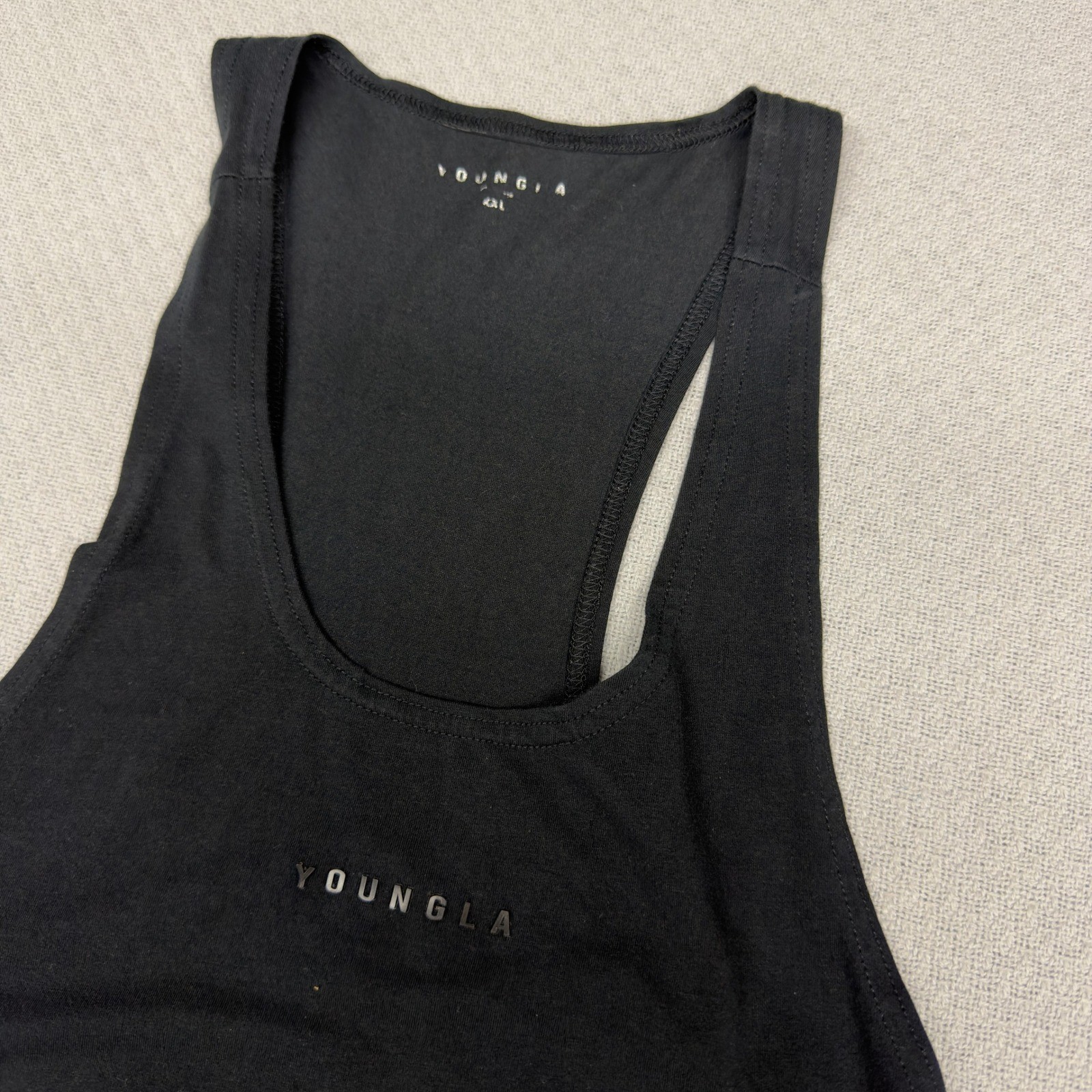 YoungLA 334 Stringer Tank Top Mens XXL Black Cotton Blend Gym Workout YLA2498