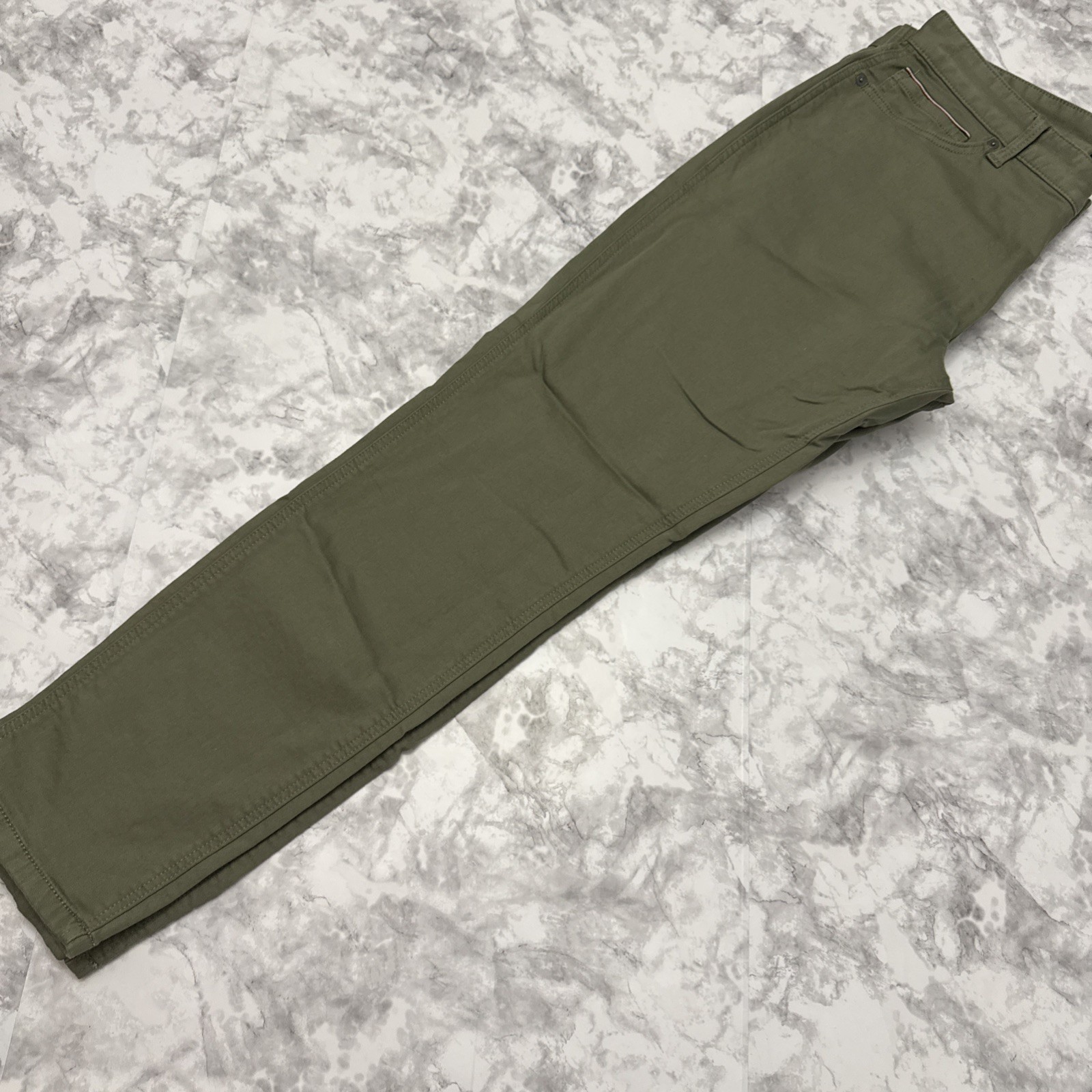 Tommy Hilfiger THFlex Men’s Olive Green Chino Size 34×32 Stretch Straight Slim