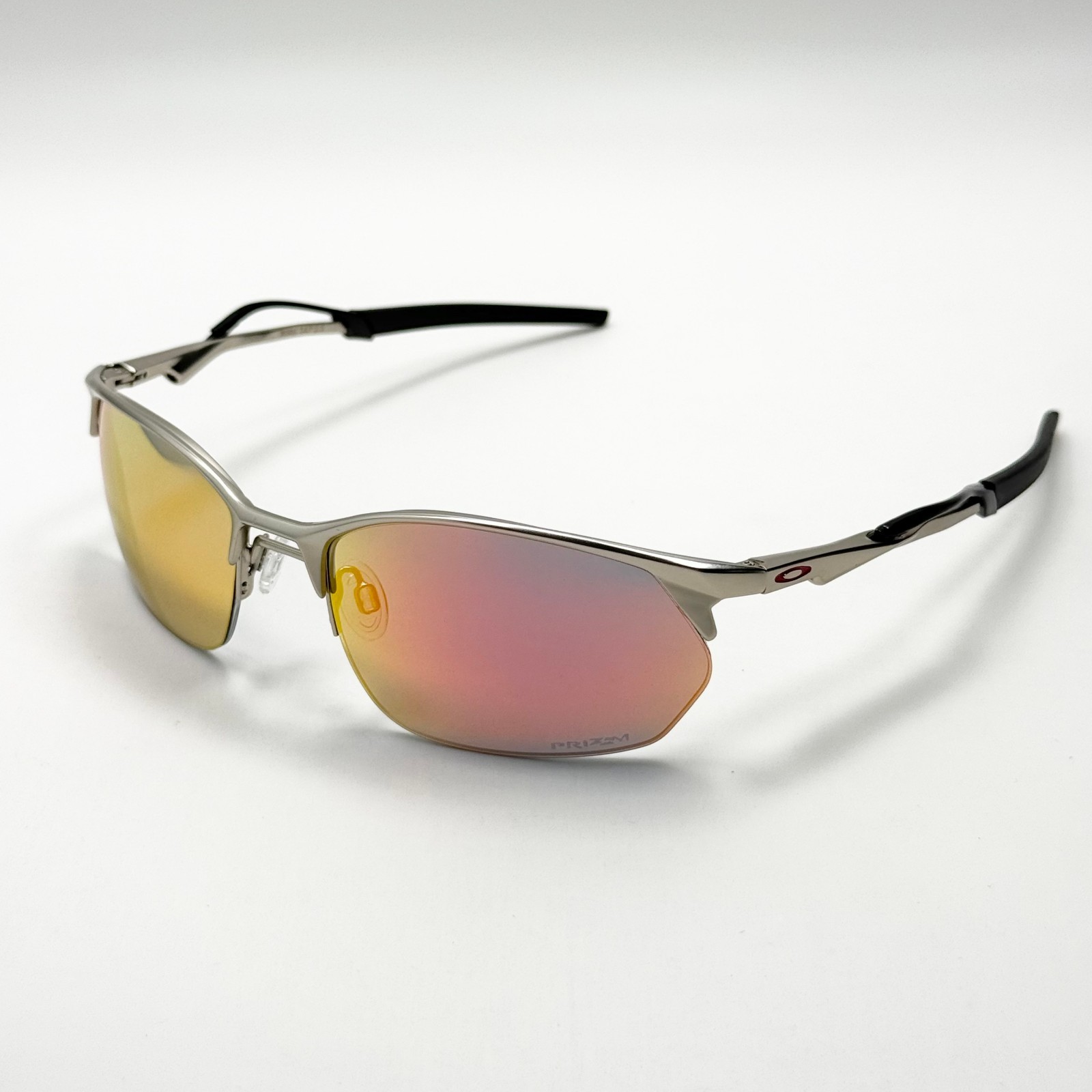 Oakley Wire Tap 2.0 OO4145 Polarized Sunglasses Silver Frame Ruby Lens