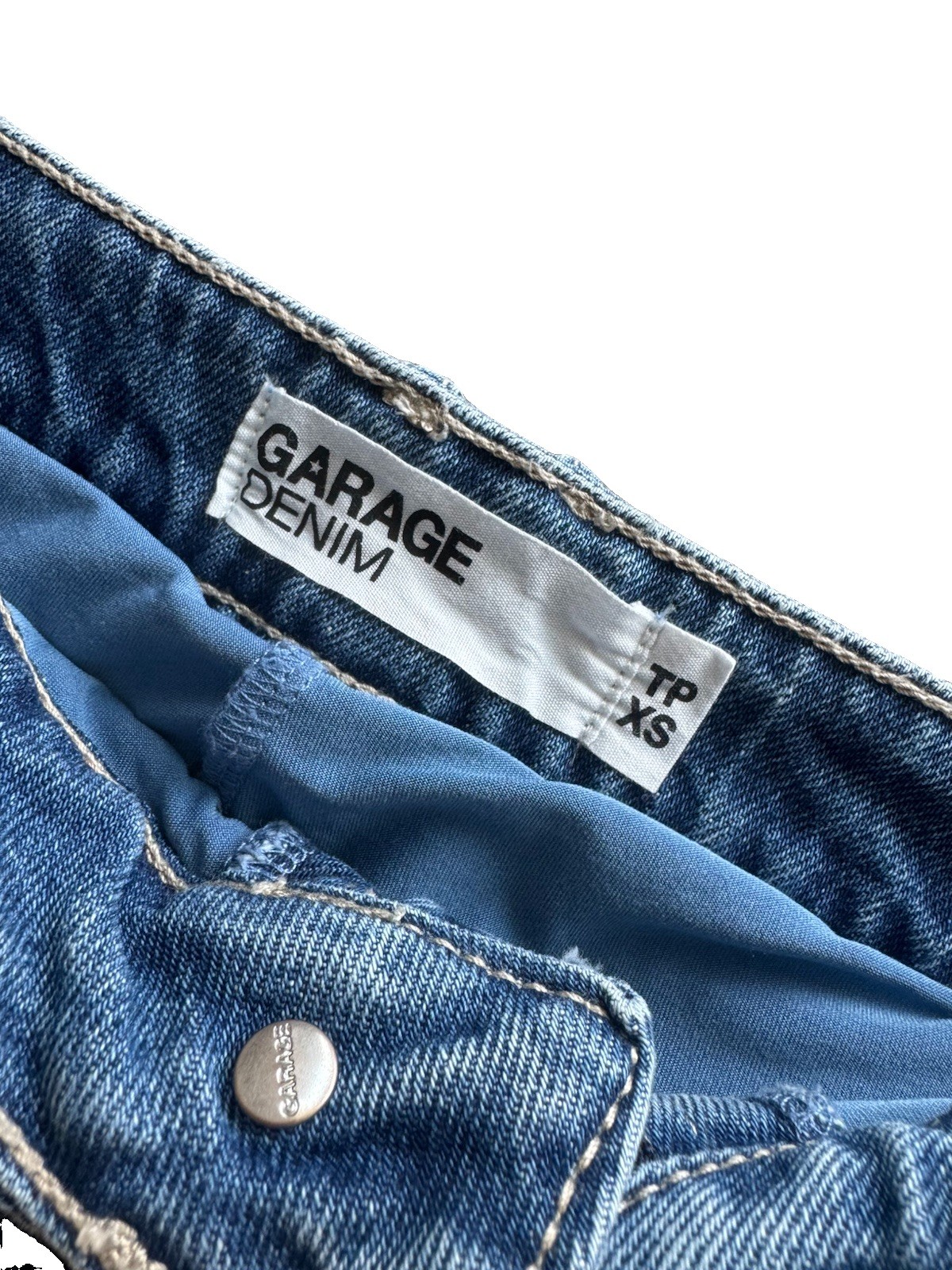 Garage Denim Women’s Blue Mini Jean Skirt/Skort XS Y2K Stretch Low Rise Pockets
