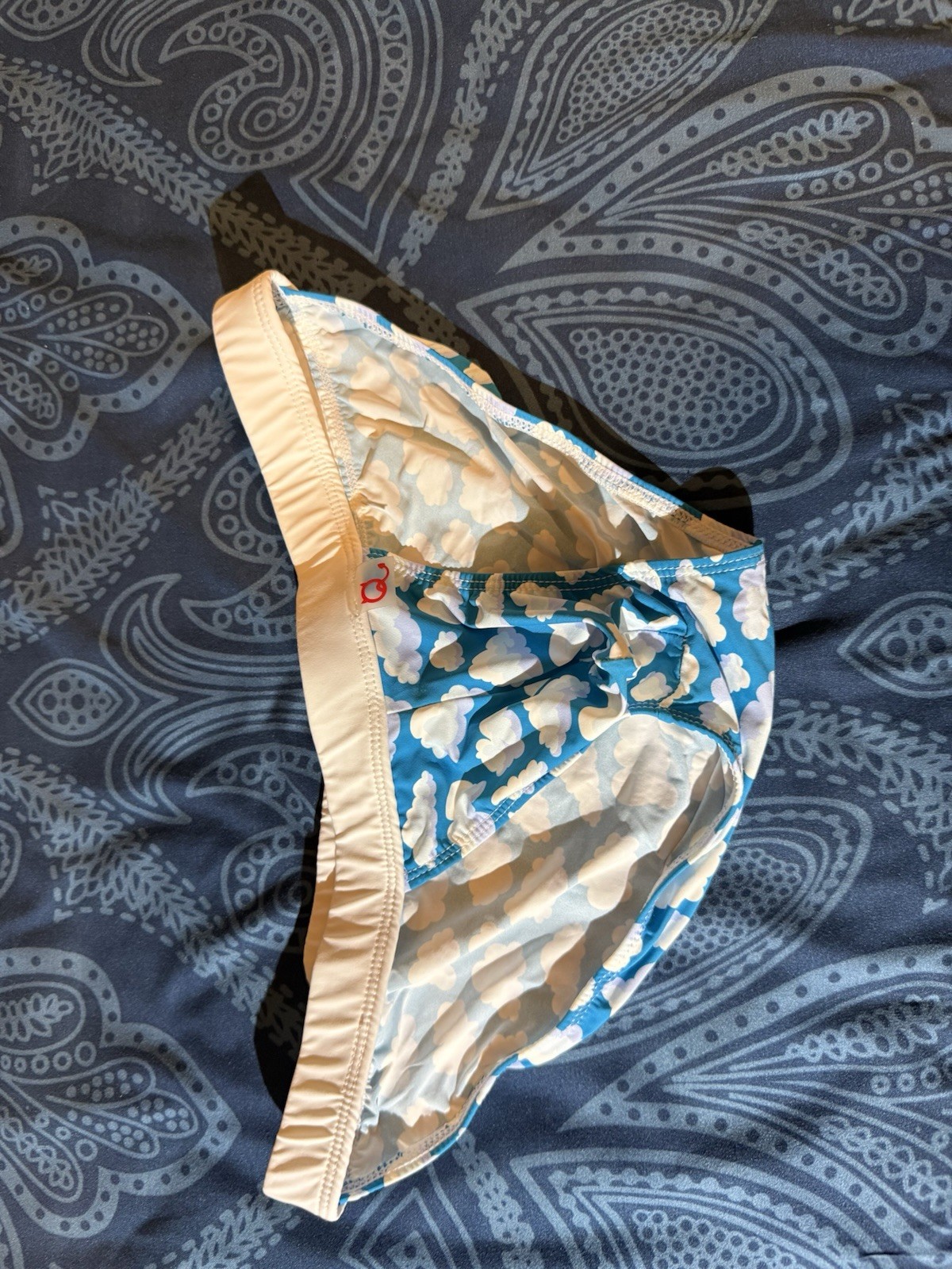 PetitQ Bikini + Panties Size S Blue/White Cloud Print Polyester/Elastane