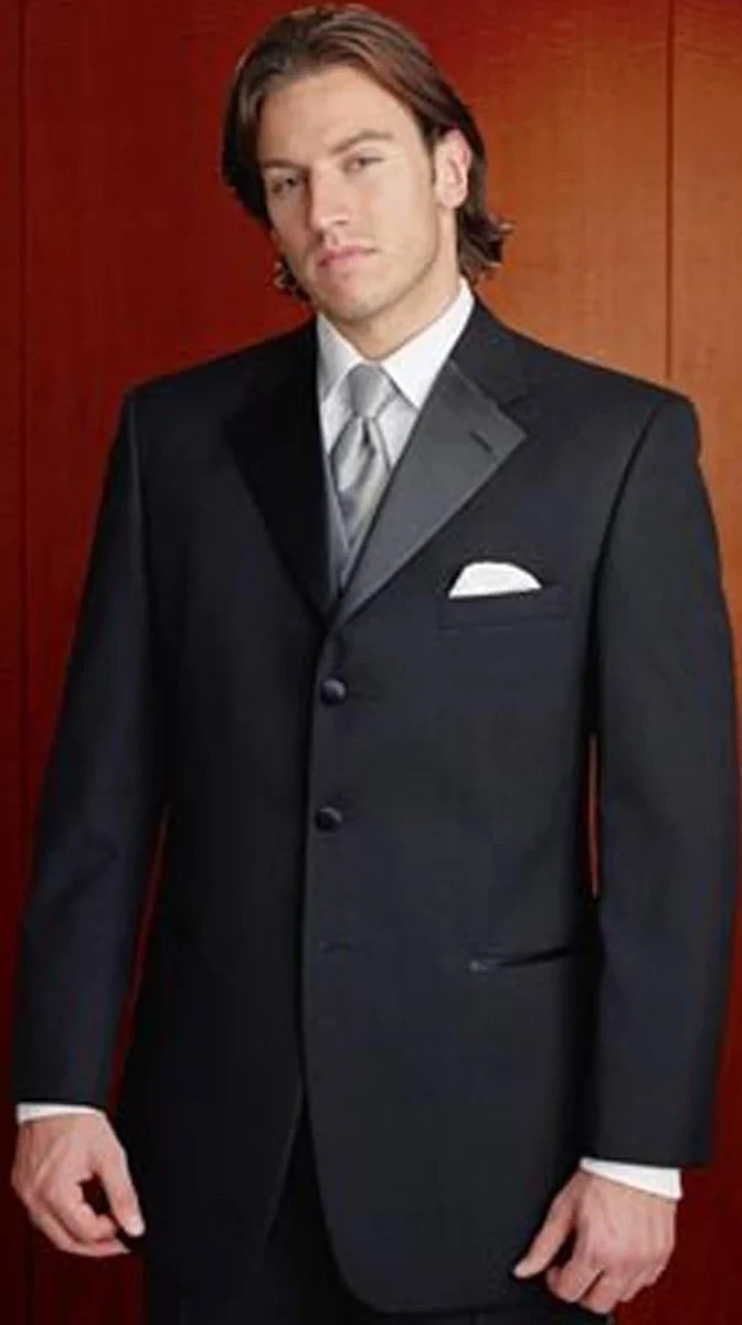 Men’s Black After Six Prado 3 Button Tuxedo Jacket Prom Wedding Formal Gala