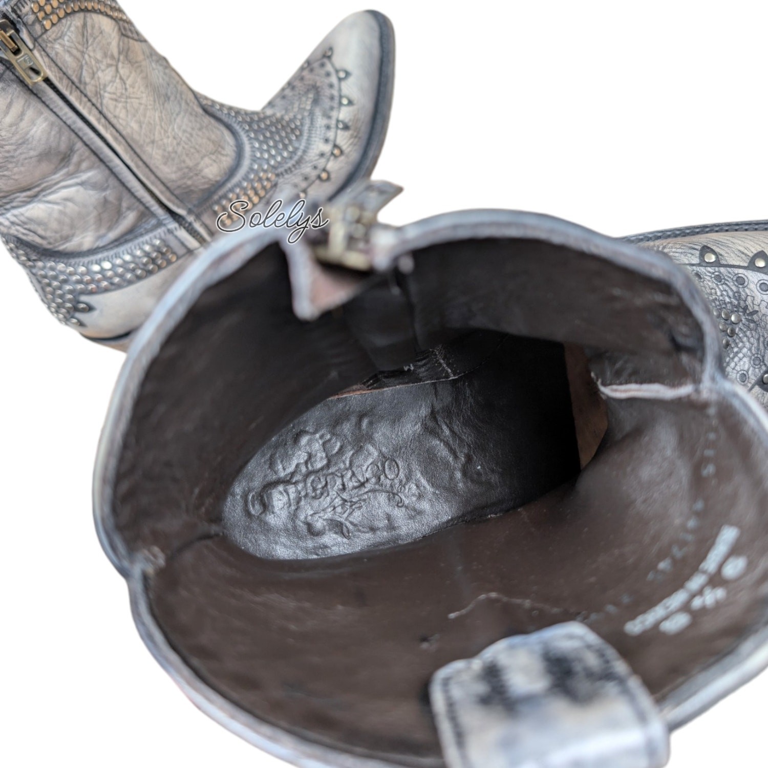 Old Gringo RARE Gunmetal Nailhead Studded Leather Distressed Cowboy Boot 9.5B