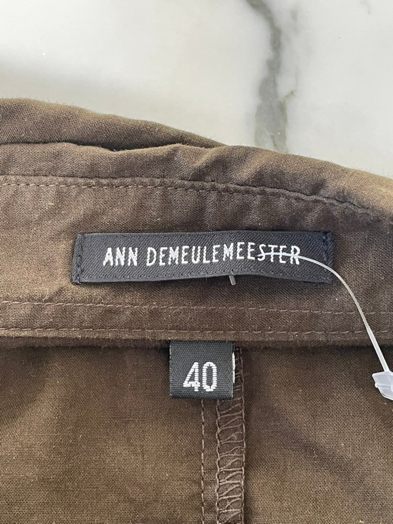 ANN DEMEULEMEEESTER WOMENS BLOUSE SHIRT 100% COTTON 40 M SHIRRED SLEEVES VINTAGE