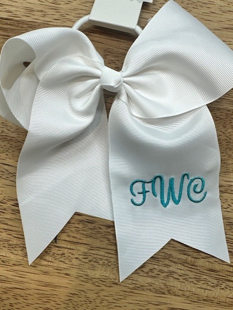 Personalized Hairbow with initials embroidery WHITE, PINK, RED, BLACK, HOT PINK