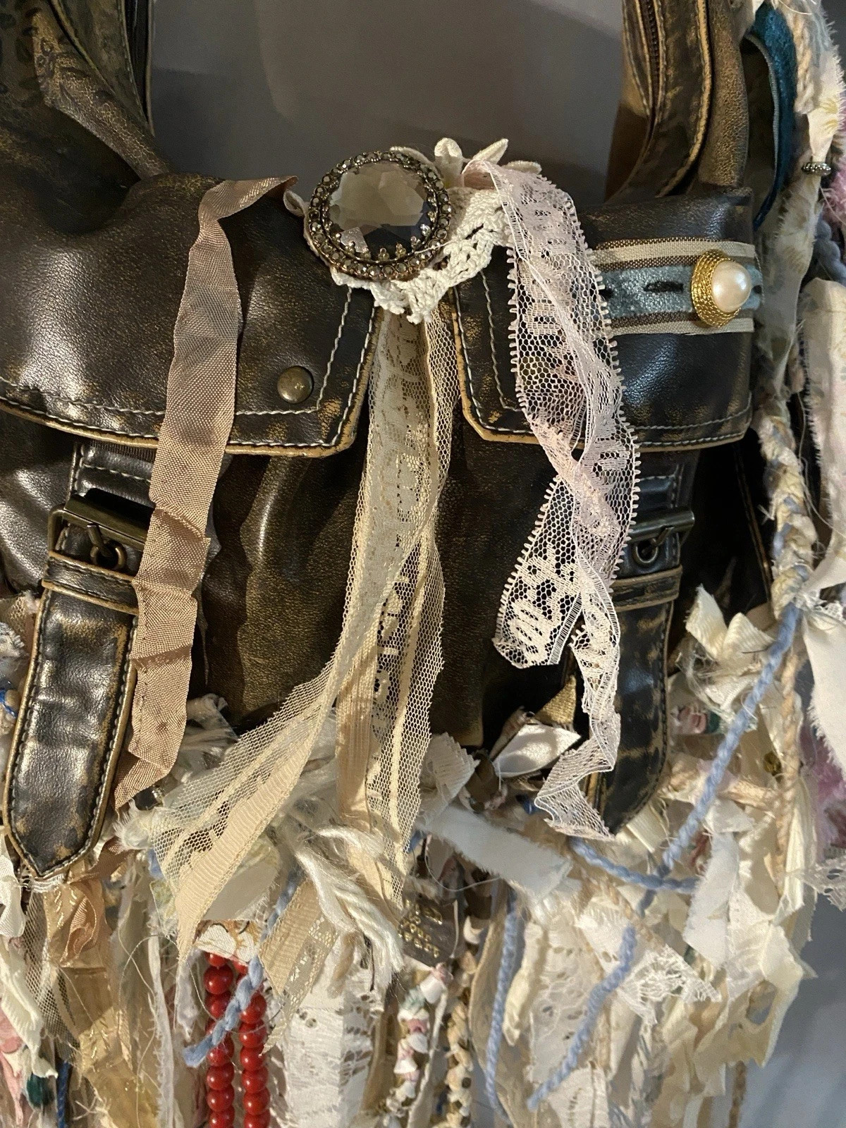 BOHO FRINGE ROMANTIC REWORKED SHABBY BAG PURSE Tapestry Funky Upcycled HIPPY